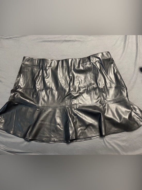 Ava & Viv Dresses & Skirts - Ava & Viv Black Faux Leather Flounce Mini Skirt